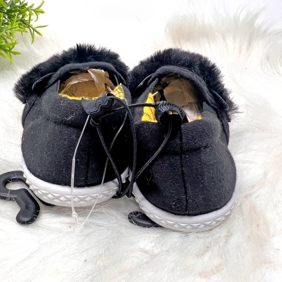 Baby Girl Wonder Nation Black Furry Slip On Kitty Cat Shoes Size 6 - Picture 3 of 6